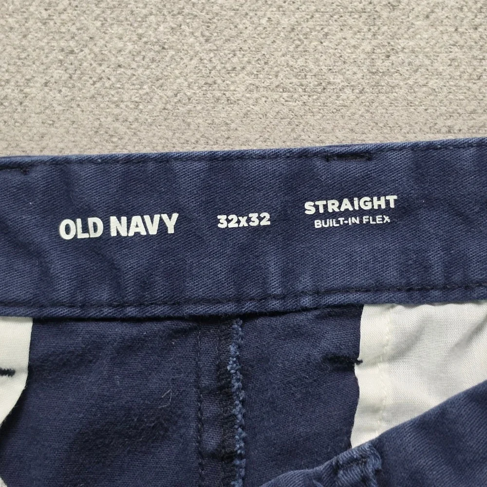 Old Navy Chino Pants Mens 32x32 Navy Blue Straight Built-In Flex Trousers